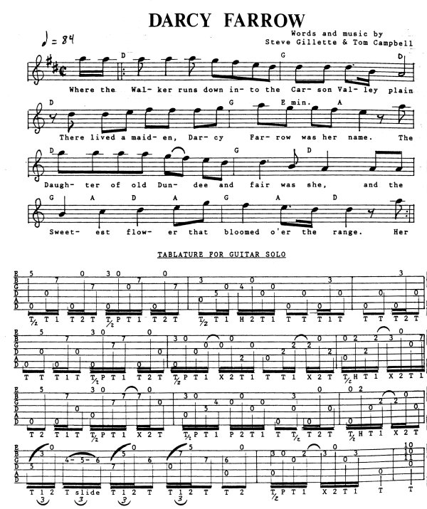 Guitar tablature for Darch Farrow